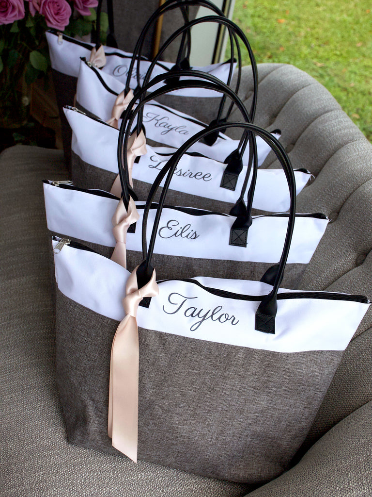 Bridesmaid Tote. Personalized Bridesmaid Gift Bags. Custom Name Bag. Z ...