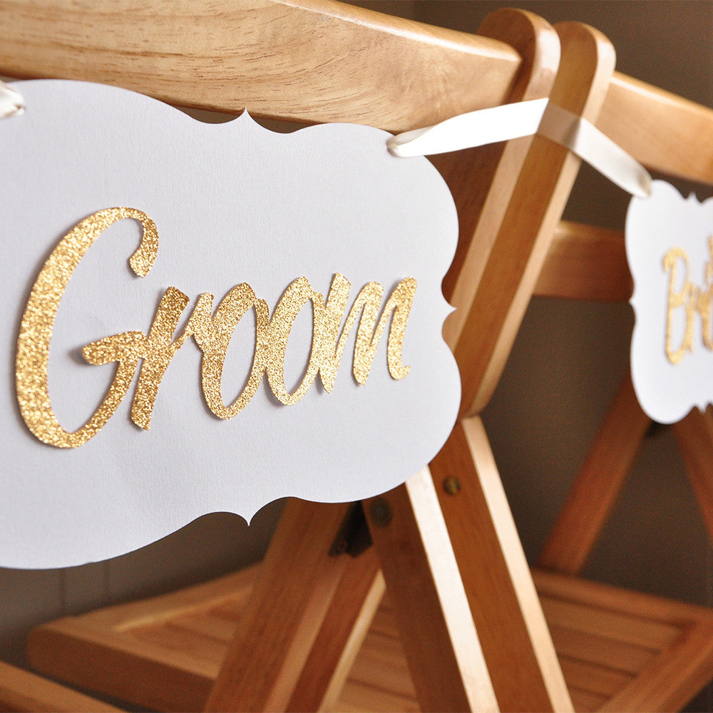 Wedding Chair Sign Ships In 1 3 Business Days Bride And Groom Sign Confetti Momma