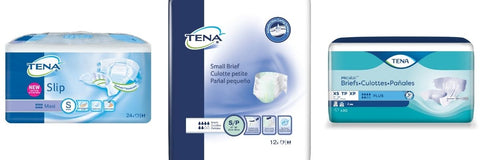 TENA Small Briefs: ProSkin Plus XS (formerly Youth), Slip Maxi or Small
