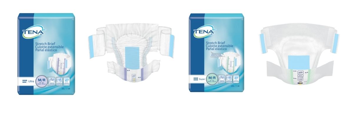 TENA STRETCH Briefs in Ultra and Super Absorbency for Heavy to maximum Bowel Incontinence