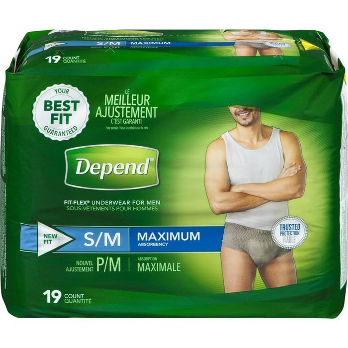 Depends for Men disposable underwear for light bladder leak protection ...