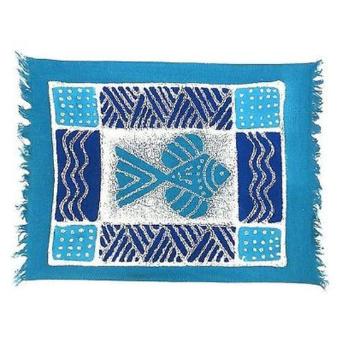 Handpainted Blue Fish Batiked Placemat - Tonga Textiles