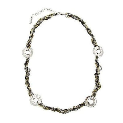 Dotted Disc Metallic Chainlink Necklace - WorldFinds