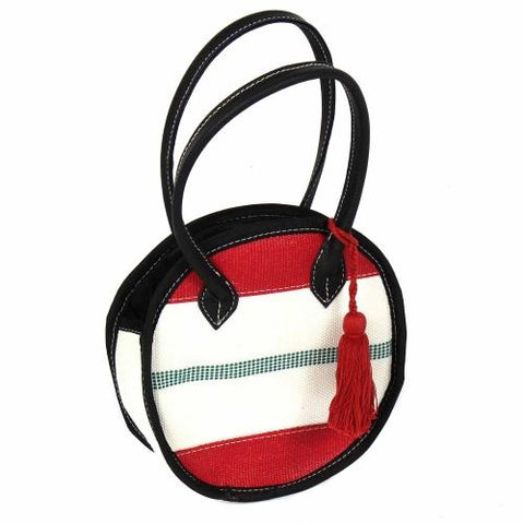 Recycled Firehose Small Round Clutch with Tassel