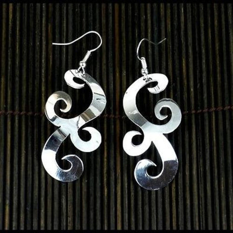 Large Silverplated Scrollwork Earrings - Artisana