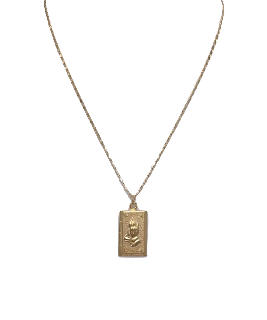 Gold serenity prayer necklace