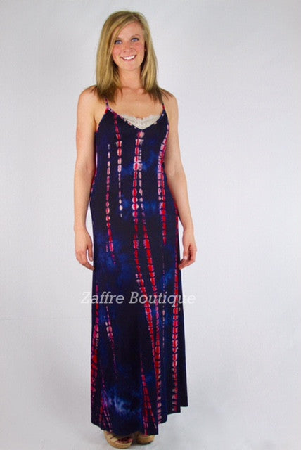 navy tie dye maxi dress