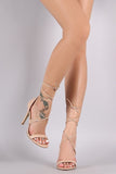 Nude Lace Up Patent Heels