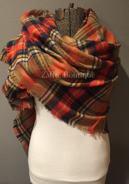 navy and tan scarf