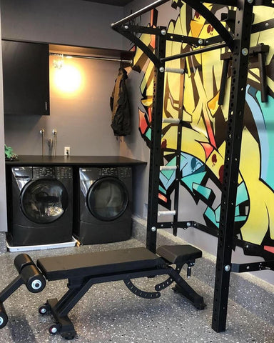 Home gym in laundry room