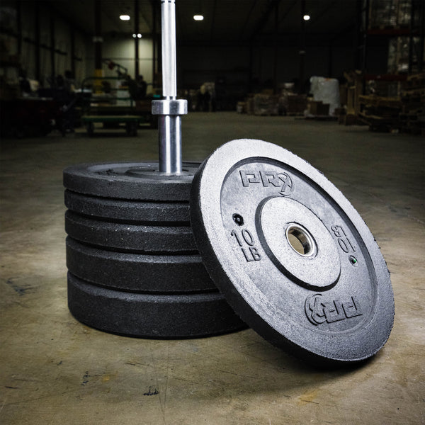 crumb rubber bumper plate with barbell