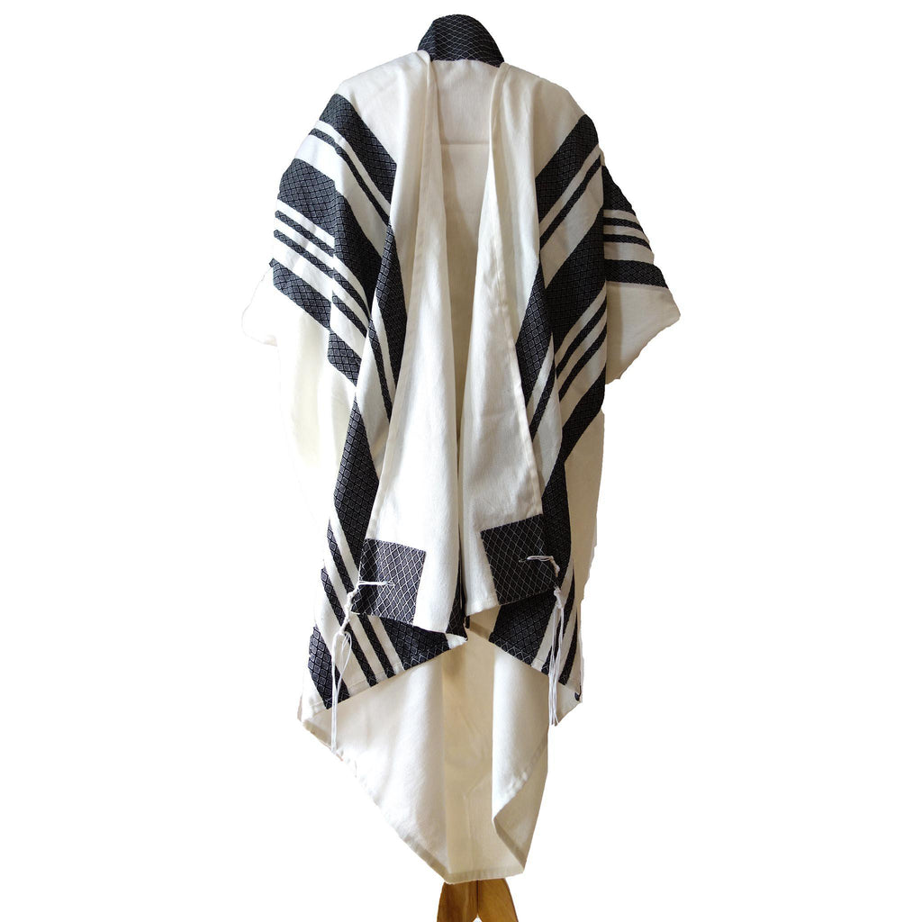 Black Stripes Traditional Woven Tallit Gadol – Advah Designs