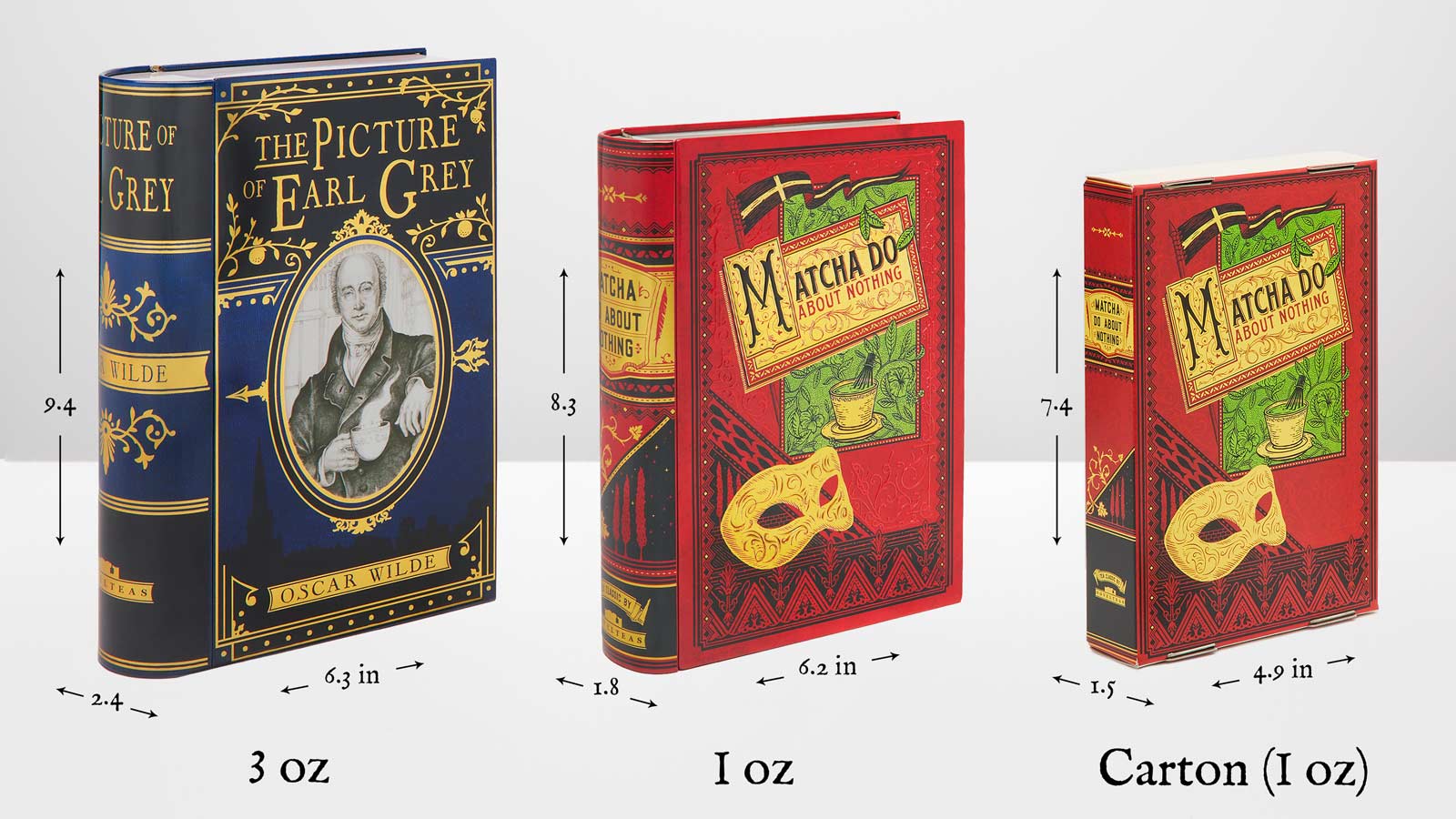 Noveltea Tins Size Comparison Book Tea Caddy