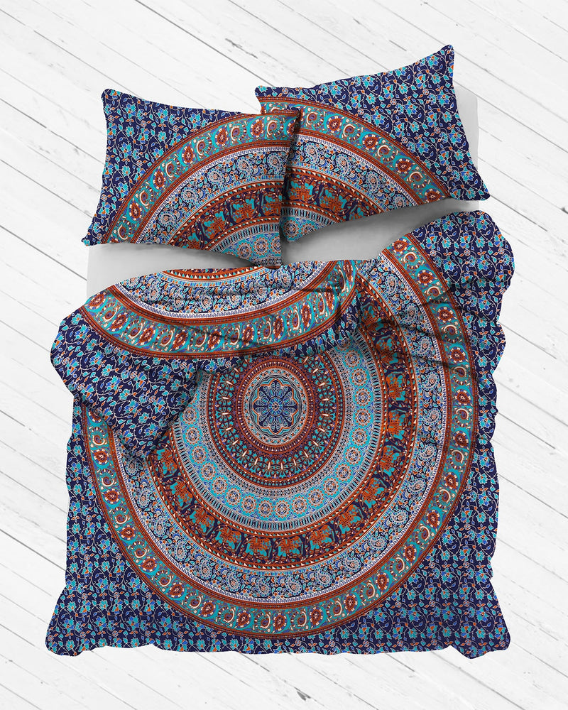 Navy Blue Wanderlust Mandala Duvet Cover The Bohemian Shop