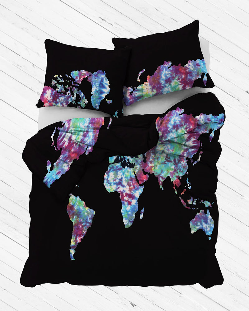 Tie Dye World Map Duvet Cover The Bohemian Shop