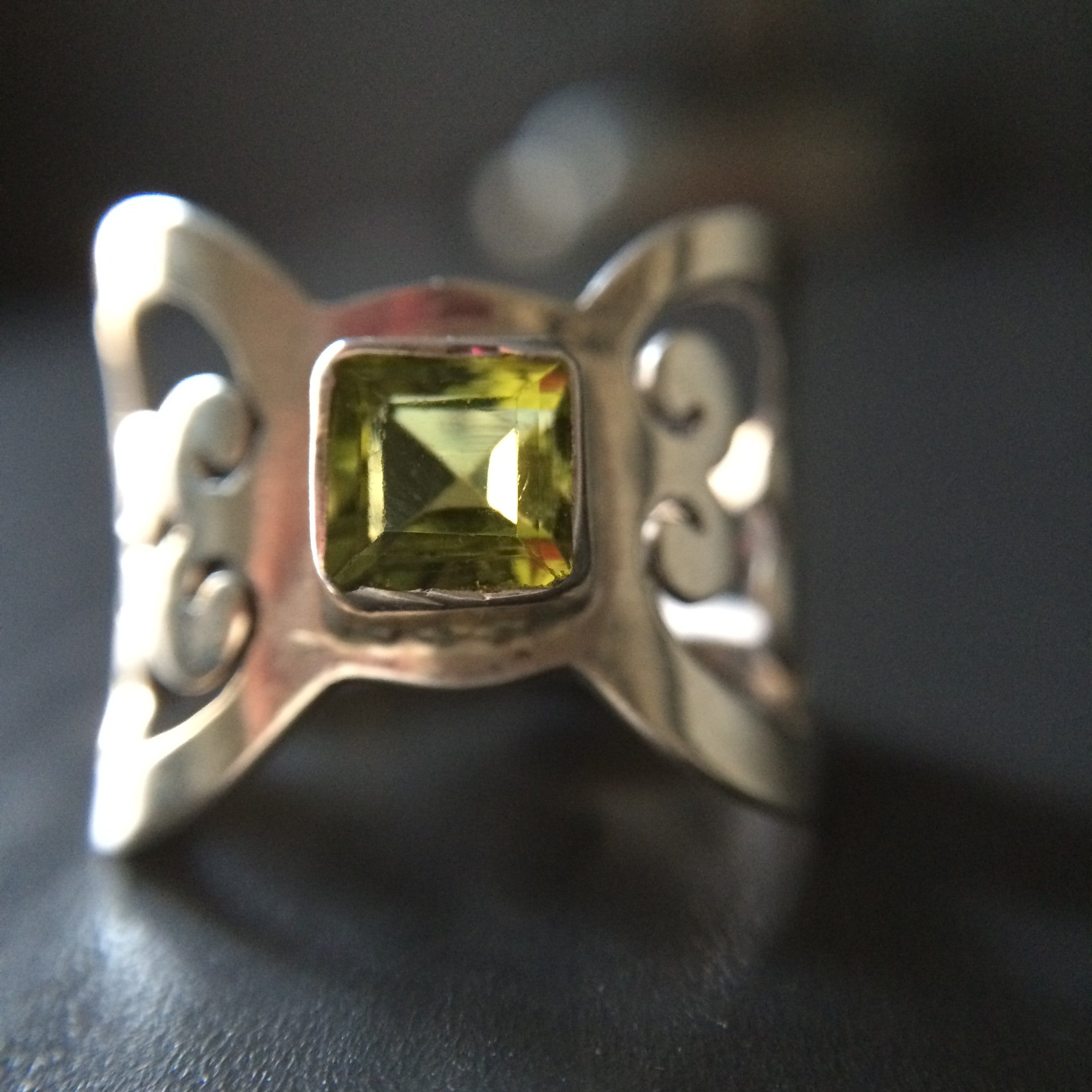 Square Cut Peridot Ring - LittleGemsUSA
