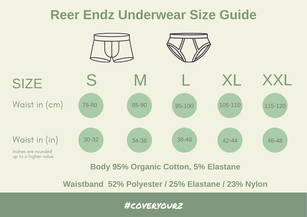 Product Size Guide, Reer Endz Underwear