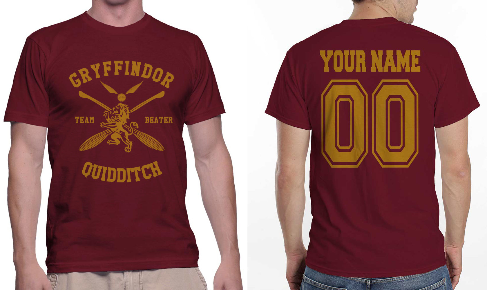Customize Gryffindor Beater Quidditch Team Men T Shirt Tee Meh Geek