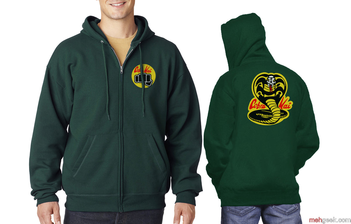 Cobra Kai Front and back Unisex Zip Up Hoodie– Meh. Geek