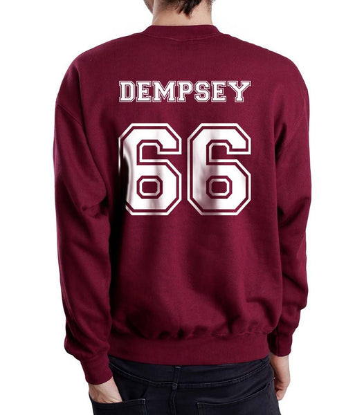 Dempsey 66 White Ink on Back Greys Anatomy Unisex Crewneck Sweatshirt - Meh. Geek