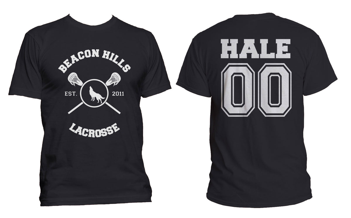 Hale 00 On Back Beacon Hills Lacrosse Wolf Front Men T-shirt / Tee– Meh ...