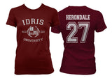 Herondale 27 Idris University Women T-shirt Maroon