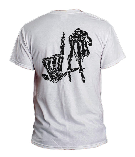 LA Skeleton Hand On Back Men T-shirt / Tee– Meh. Geek
