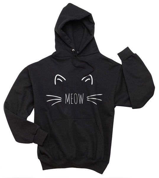 Meow Cat on Front Unisex Pullover Hoodie– Meh. Geek