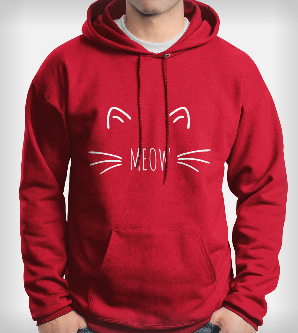 Meow Cat on Front Unisex Pullover Hoodie– Meh. Geek