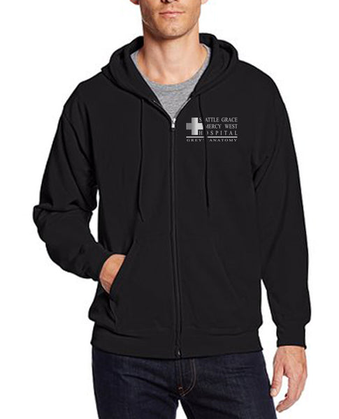 zip up hoodie with chest pocket