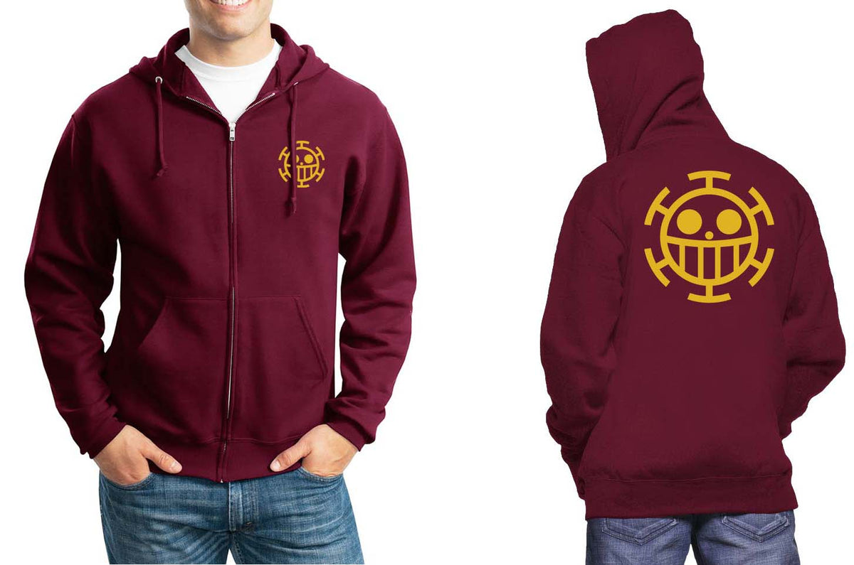 Trafalgar Law Heart Pirate Yellow Front and Back Unisex Zip Up Hoodie ...