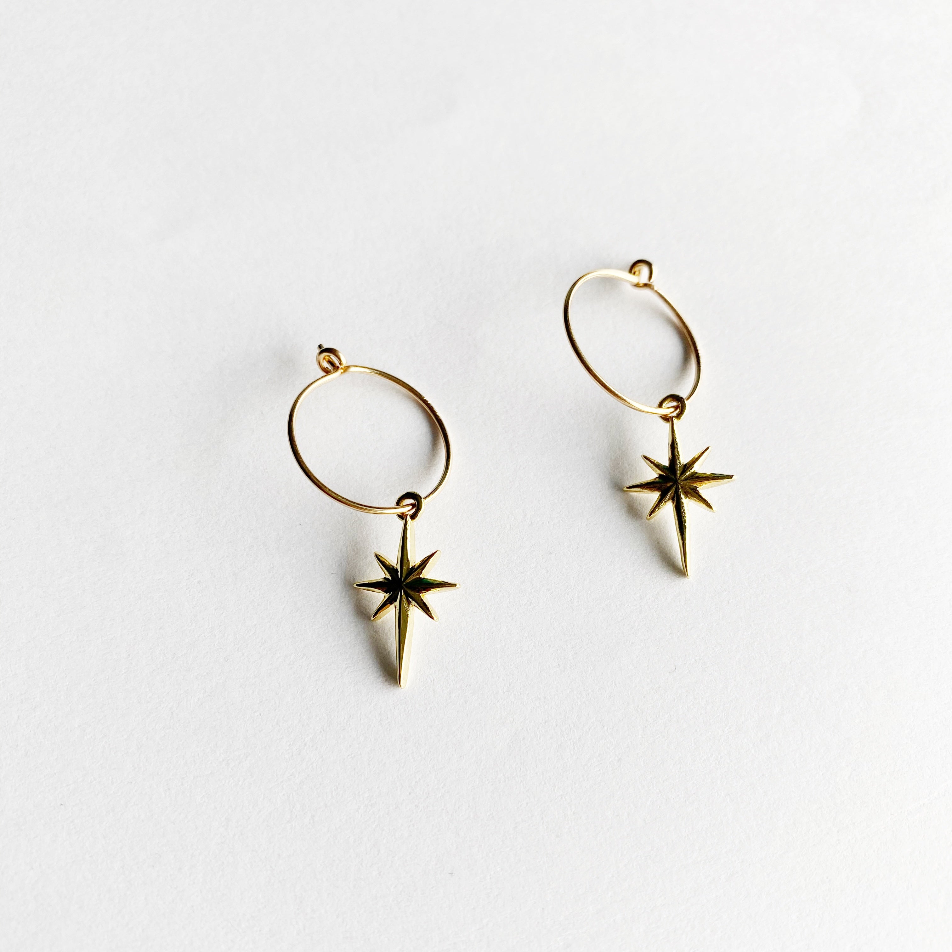Gold Fill Starburst Hoop Earrings
