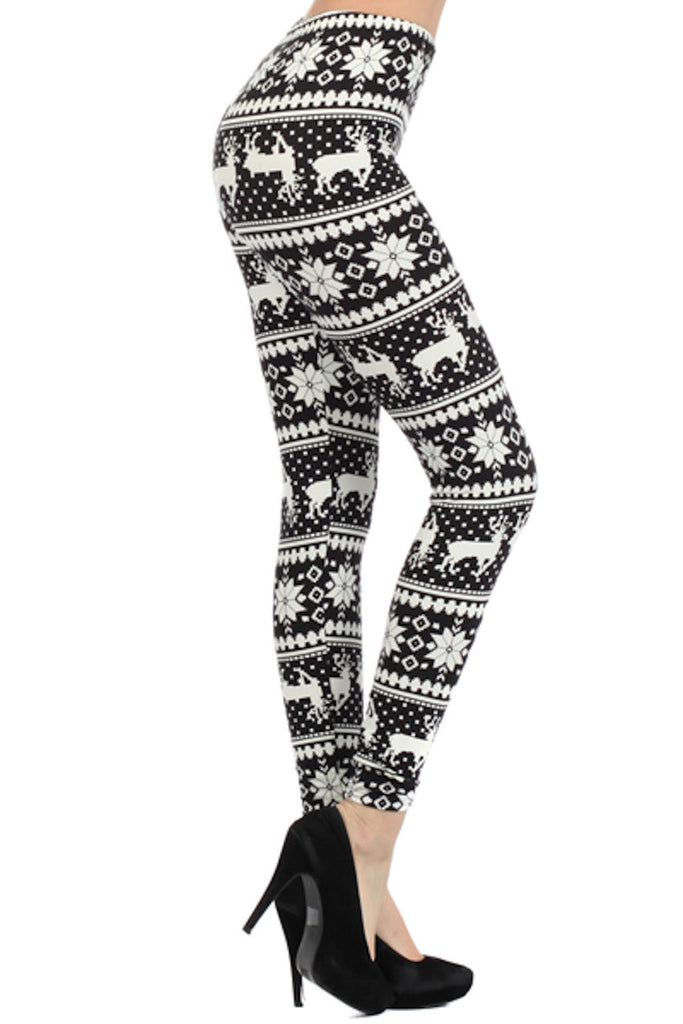 Reindeer Snowflake Printed Leggings