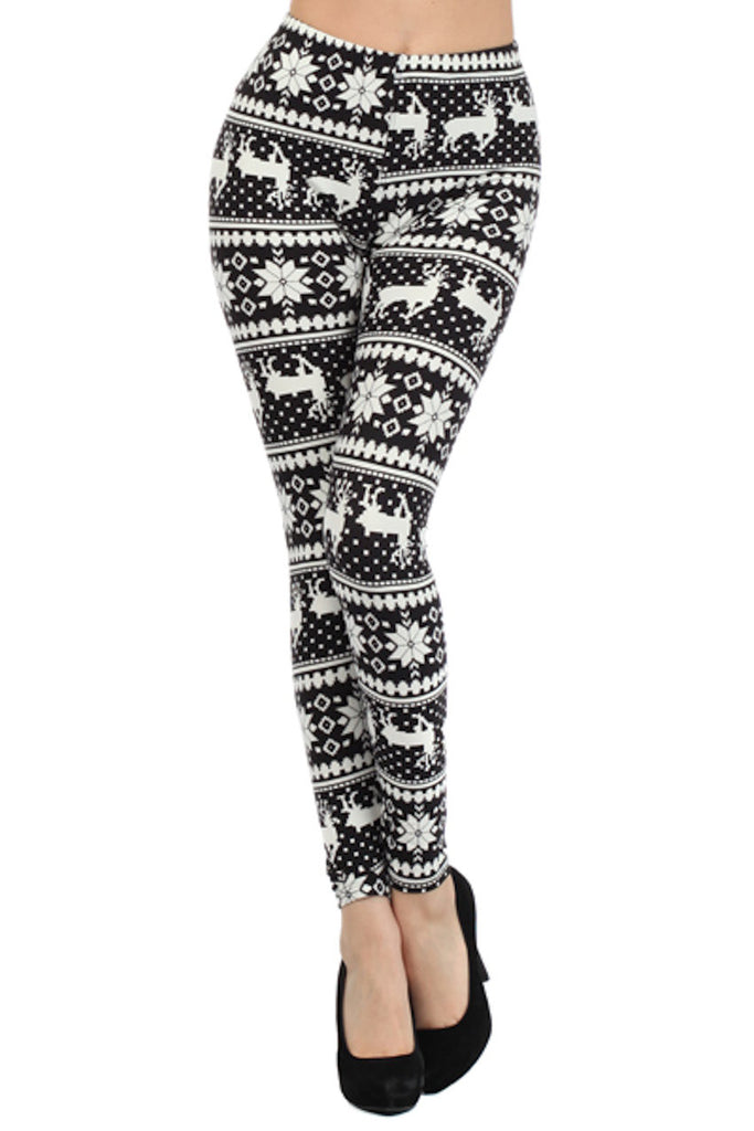 Reindeer Snowflake Printed Leggings