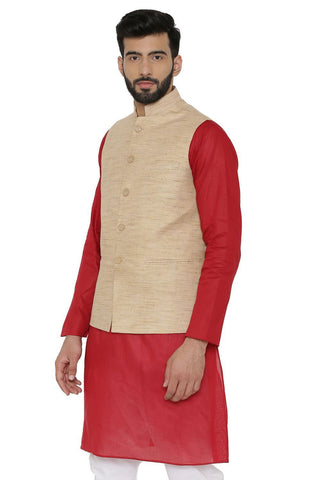 Art Silk Nehru Jacket Set In Sky Blue Color