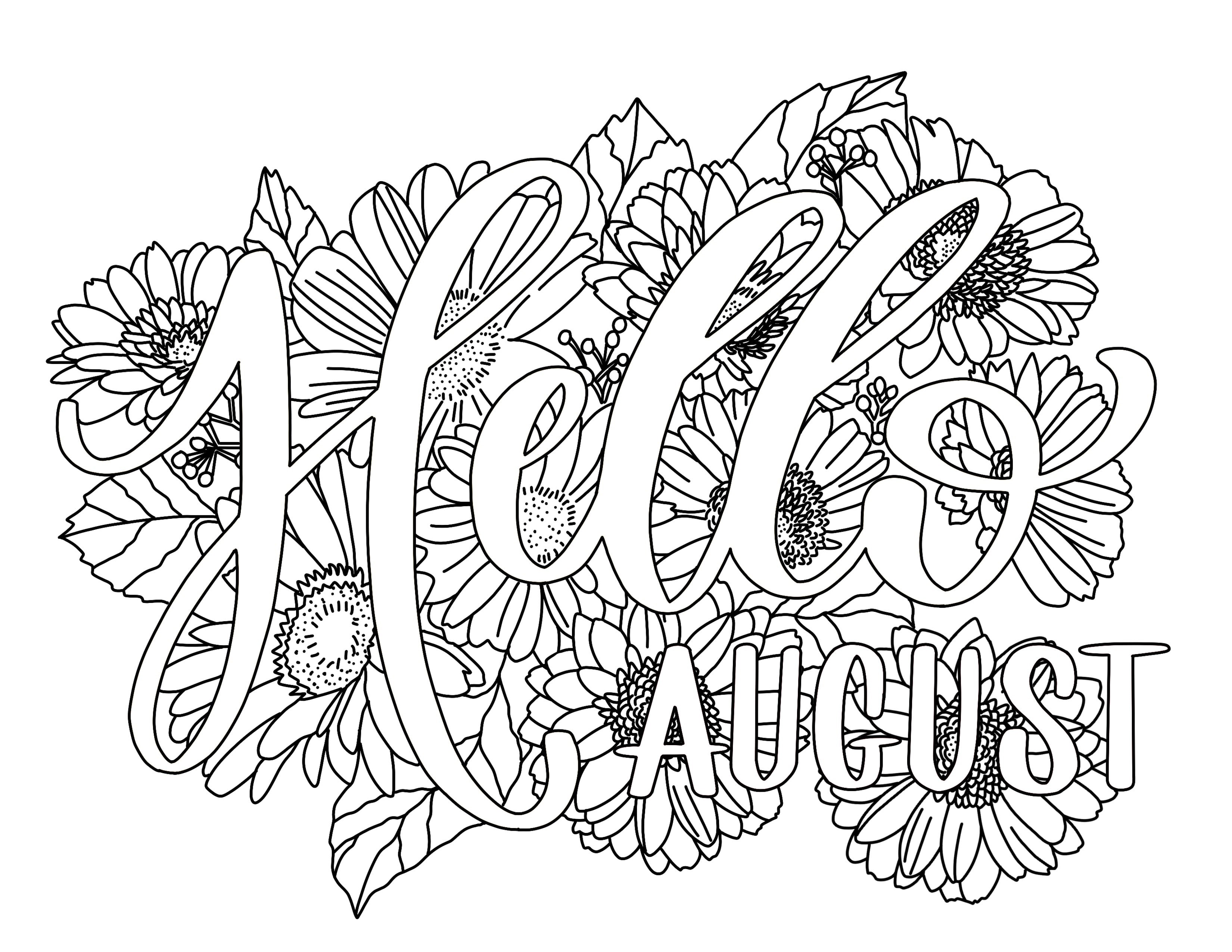 Free August Coloring Page Printable Haven