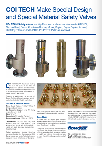 ValveUser - Issue 38 - COITECH Make Special Design and Special Material Safety Valves