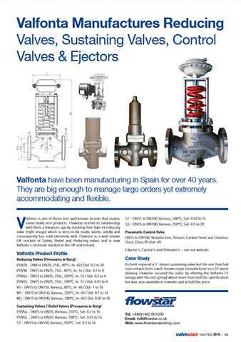 ValveUser - Issue 39 - Valfonta Manufactures Reducing Valves, Sustaining Valves, Control Valves & Ejectors
