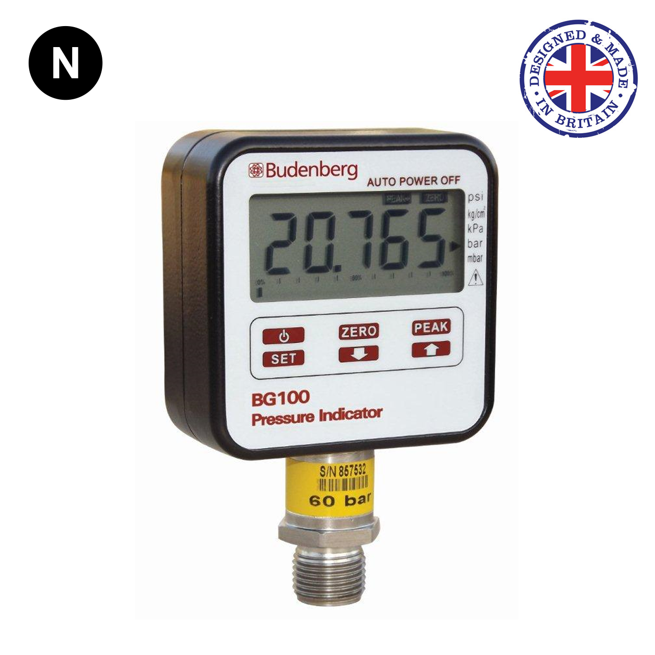 pressure gauge test digital (UK Test â€“ BG100 Budenberg Flowstar Gauge Pressure Digital