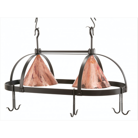 Stone County Ironworks Dutch Oval Iron Lighted Pot Rack Copper