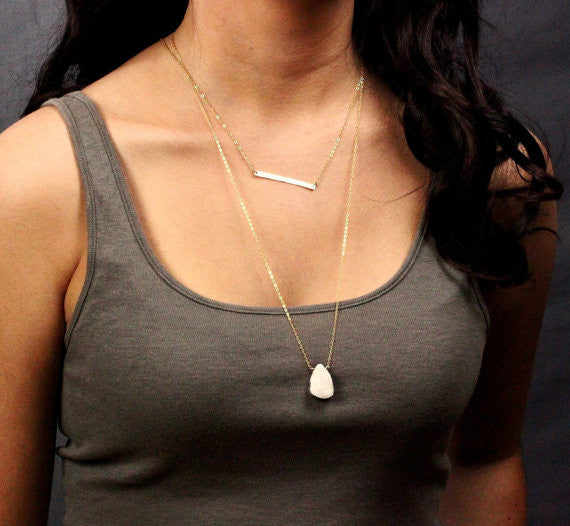 Boho Layered Skinny Bar with Druzy Necklace - Shop for Druzy Necklace  Online | HotMixCold