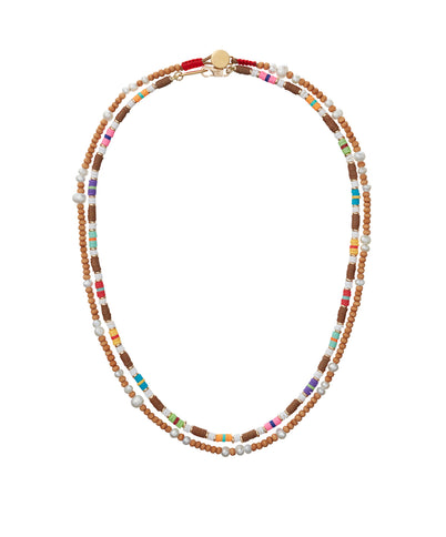 Pearl and Heishi Beads Necklace with initial in mother pearl. Colorful –  OneLove by daniellagonsa