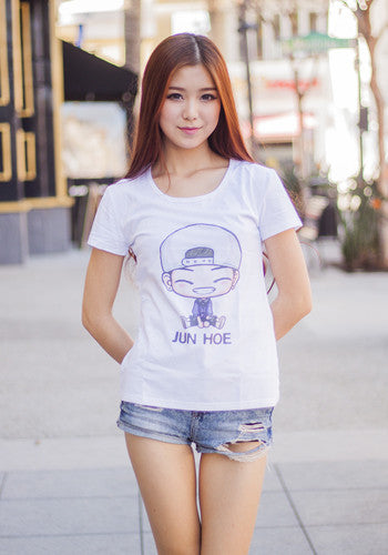iKON Team B Cute Cartoon Animated Character Print T-Shirt Top ...