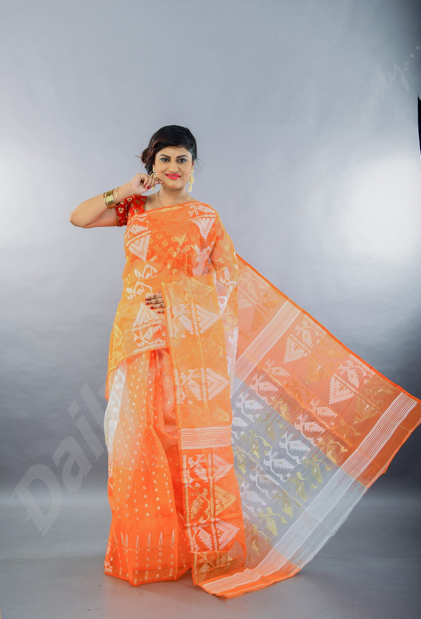 Yellow Handwoven Dhakai Cotton Silk Jamdani Saree – ShopBollyWear.Com