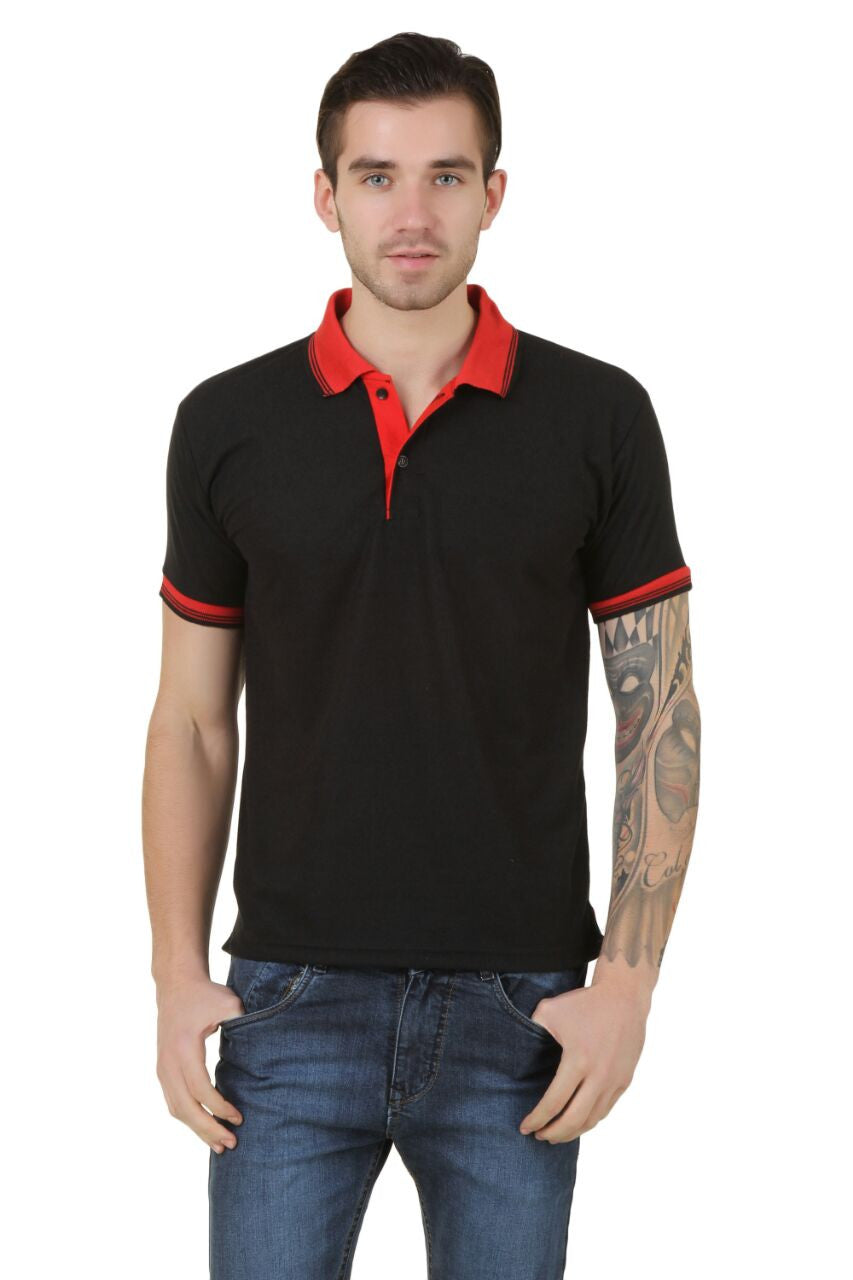 Solid Men's Black Polo Neck T-Shirts – Dailybuyys