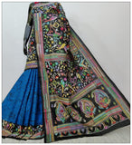 Multi Colored Hand Embroidery Batik Hand Painted Kantha Stitch Saree