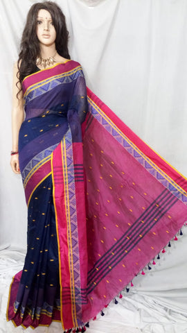 Blue Purple Shreya Handloom Pure Cotton Silk Sarees
