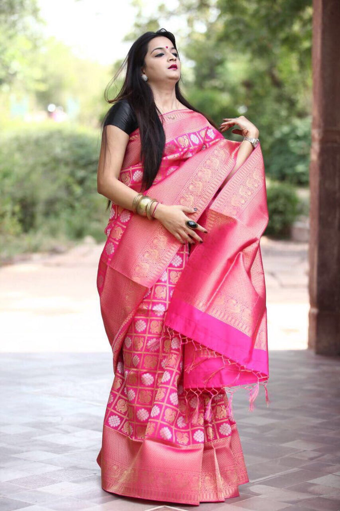 Pink Kanjivaram Silk Sarees – Dailybuyys