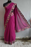 Pink Cut Work Pure Tussar Silk Sarees