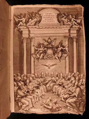Antique Book, 1696 History of Catholic Church Councils, Marco Battaglini Italian - Old Europe Antique Home Furnishings